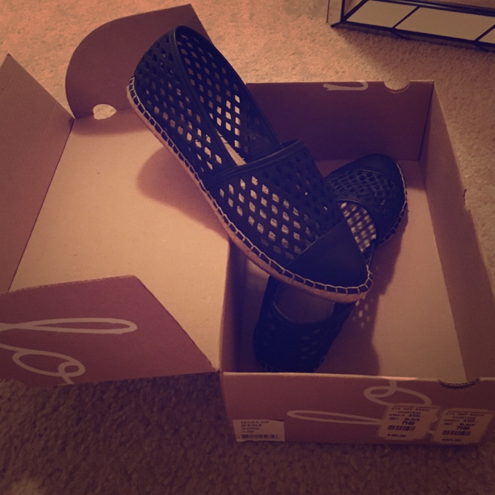 NWT Loeffer Randal black cut out espadrilles 7.5